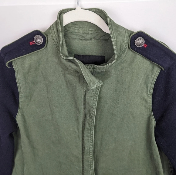 Zara Contrast Sleeve Oversized Cargo Military Coat Jacket Parka Cotton Wool M - Picture 7 of 12